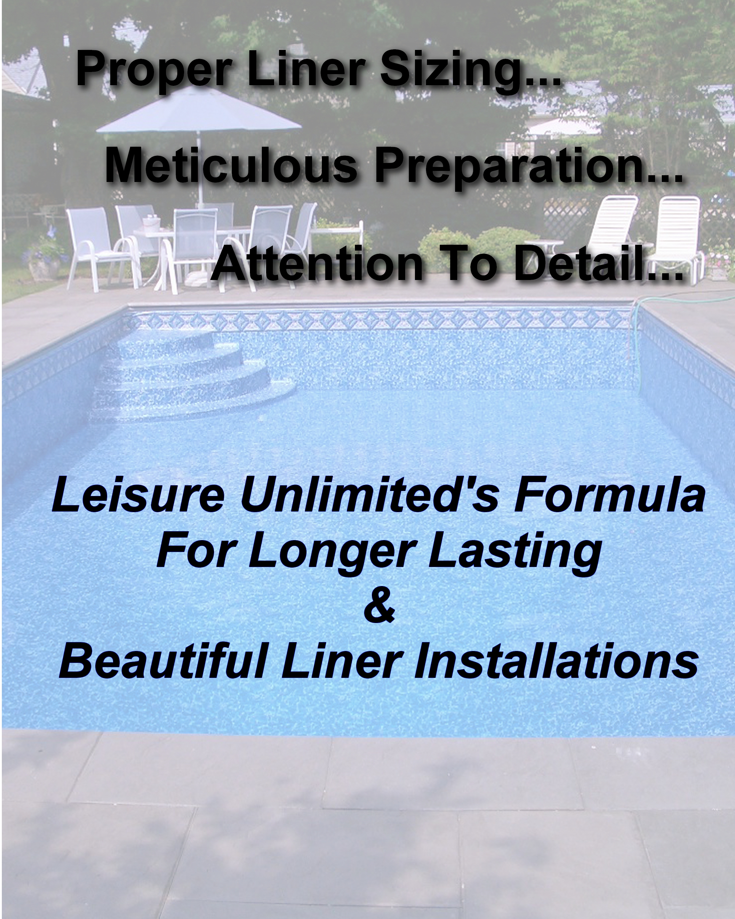 In ground pool service, repair, equipment and replacement brochure